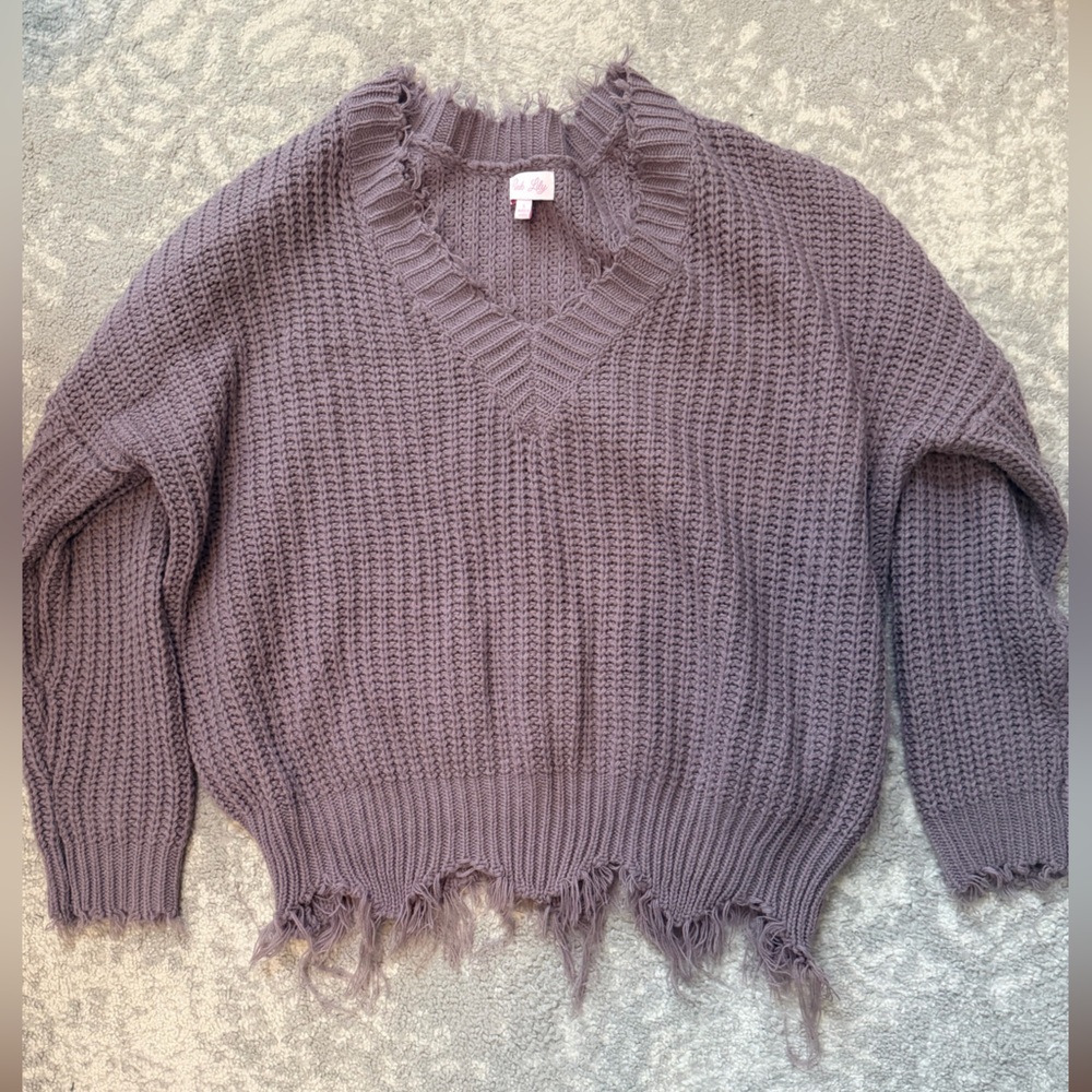 Pink lily Purple Sweater - size large